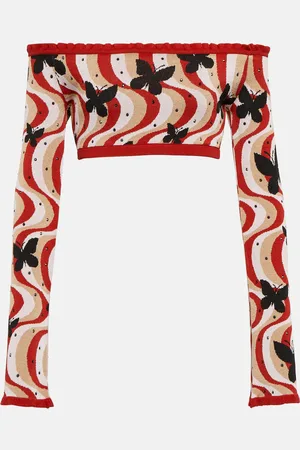 Alessandra Rich Printed bandeau cropped top