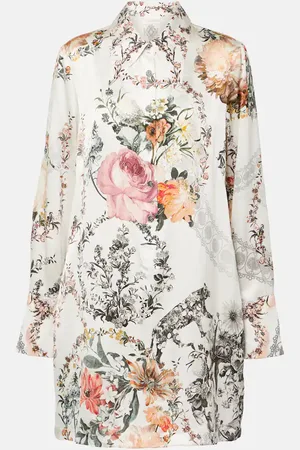 Camilla Floral silk satin shirt dress