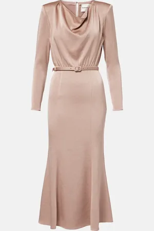 Roland Mouret Belted satin crÃªpe midi dress