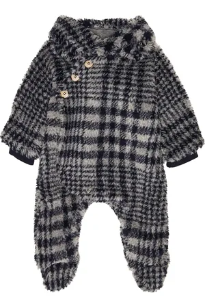 1+ IN THE FAMILY Baby James checked teddy onesie