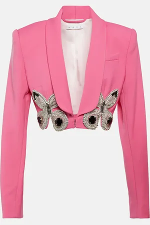 AREA Embellished cropped wool blazer