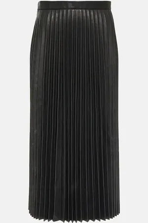 Balenciaga Pleated leather midi skirt