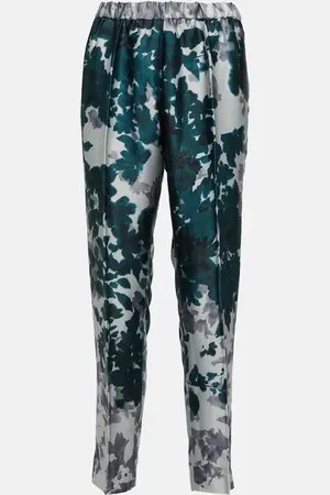 DRIES VAN NOTEN Printed tapered satin pants