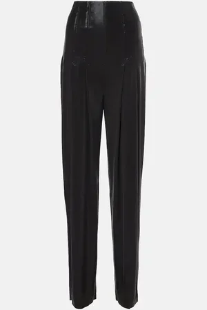 Norma Kamali Pleated high-rise lamÃ© wide-leg pants