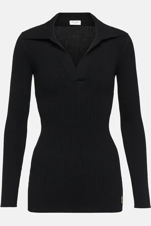 Saint Laurent Ribbed-knit polo sweater