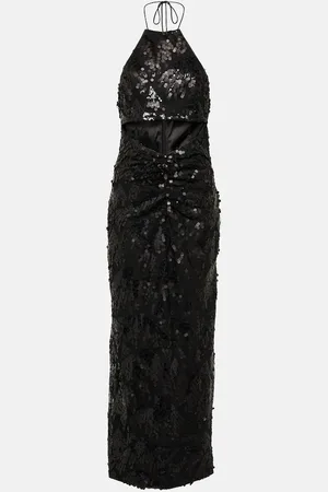 ROTATE Sequined halterneck midi dress