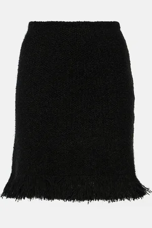 Chloé High-rise fringed wool-blend miniskirt