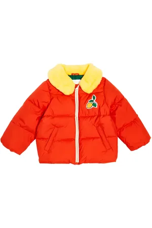 Mini Rodini Printed faux-fur trimmed puffer jacket