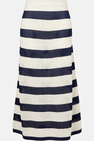ERES Bateau striped knitted cotton-blend midi skirt