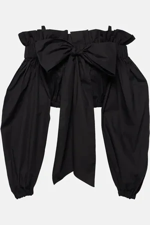 Patou Bow-detail ruffled cotton crop top