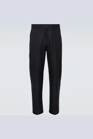 DRIES VAN NOTEN Striped wool-blend straight pants