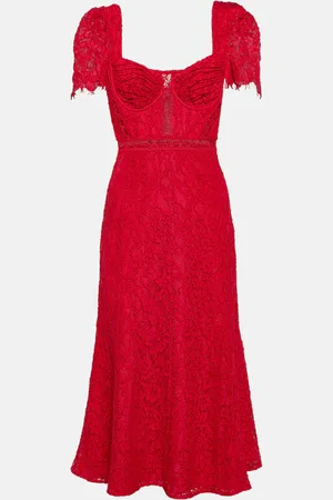 Self-Portrait Lace crÃªpe midi dress