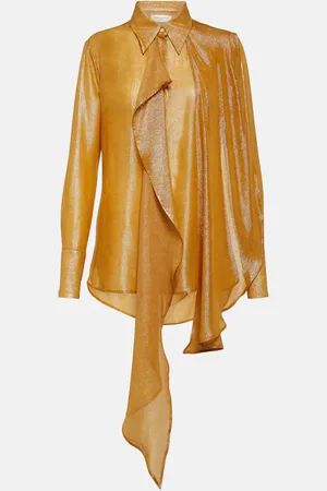 Victoria Beckham Draped tie-neck lamÃ© blouse
