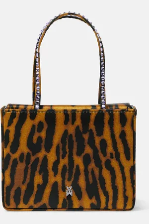 Amina Muaddi Superamini leopard-print satin tote bag