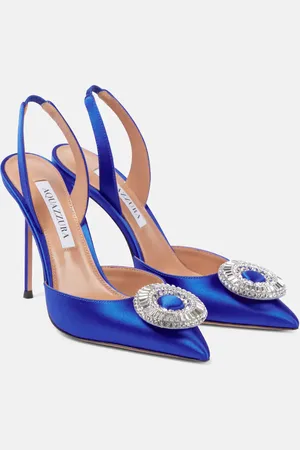 Aquazzura Crystal Hoop Sling 105 satin slingback pumps
