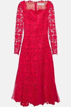 Oscar de la Renta Floral guipure lace midi dress