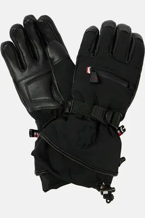 Moncler Leather-trimmed gloves