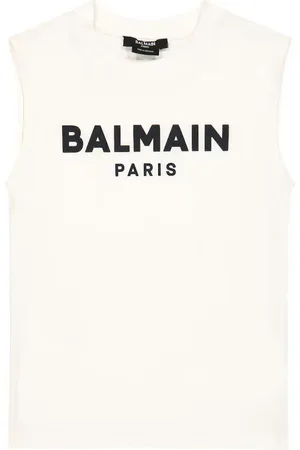 Balmain Logo cotton jersey tank top