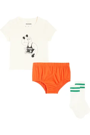 Mini Rodini Baby Weight Lifting top, pants, and socks set