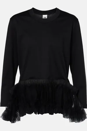 NOIR KEI NINOMIYA Tulle-trimmed cotton jersey top