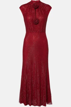 Self-Portrait Embellished fishnet midi dress
