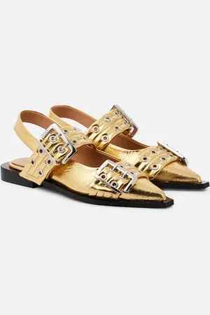 Ganni Buckle faux leather ballet flats