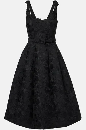 Oscar de la Renta Orchid embroidered guipure lace midi dress
