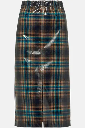 Maison Margiela Checked coated wool midi skirt