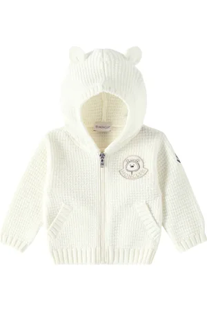 Moncler Baby waffle-knit zip-up wool hoodie