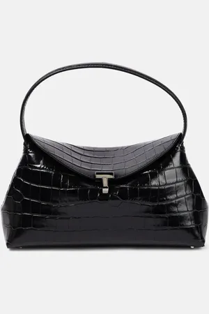 Totême T-Lock croc-effect leather clutch