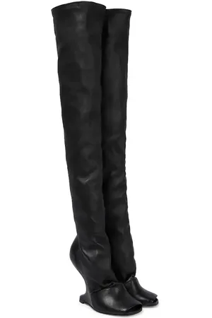 Rick Owens Cantilever leather over-the-knee boots