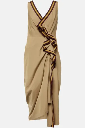 DRIES VAN NOTEN Gathered cotton midi dress