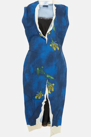 Prada Printed technical midi dress