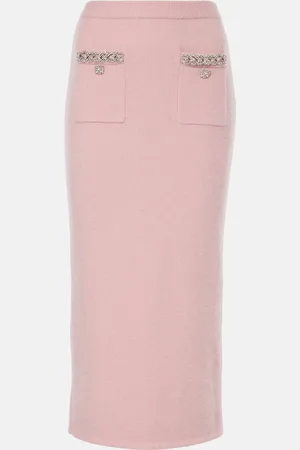 Self-Portrait Embellished knitted midi skirt