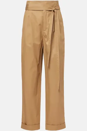 Saint Laurent Pleated cotton poplin straight pants