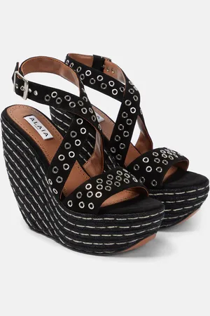 Alaïa Embellished suede wedge sandals