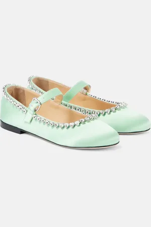 Mach & Mach Audrey embellished satin Mary Jane flats