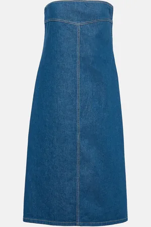 Salvatore Ferragamo Strapless denim midi dress