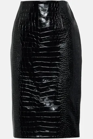 VERSACE Croc-effect leather pencil skirt