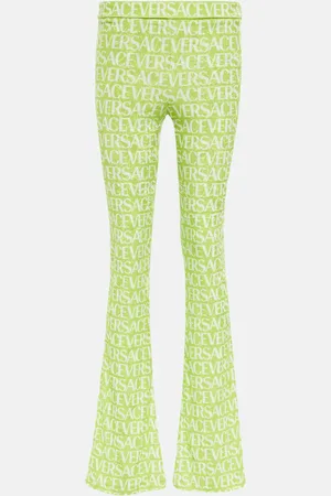 VERSACE Logo velvet flared pants