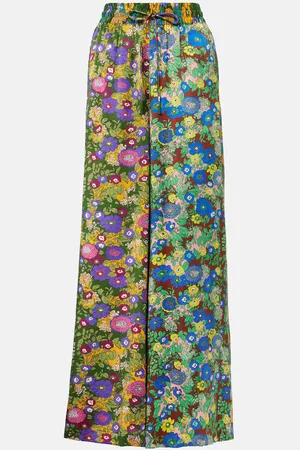 ALÉMAIS Printed silk satin wide-leg pants