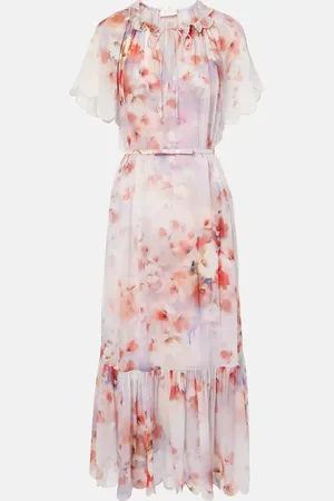 ZIMMERMANN Crush floral belted midi dress