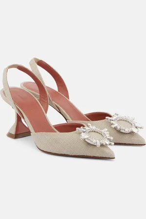 Amina Muaddi Begum 70 embellished canvas slingback pumps