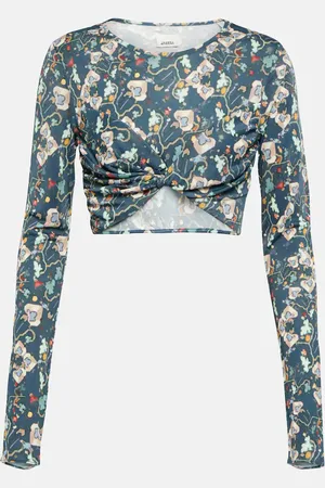 Isabel Marant Jinea floral jersey crop top