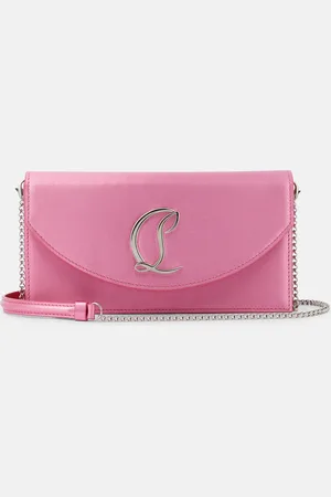 Christian Louboutin Loubi54 Small leather-trimmed silk clutch