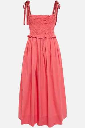ULLA JOHNSON Akshara smocked cotton midi dress