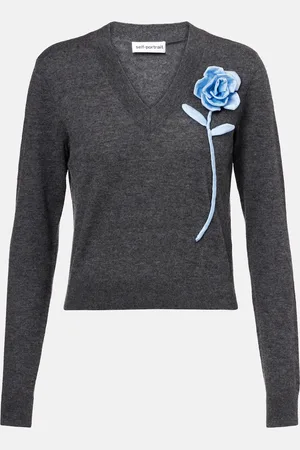 Self-Portrait Floral wool and cashmere sweater