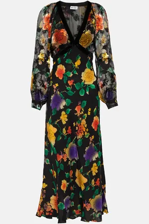 RIXO London Floral silk midi dress