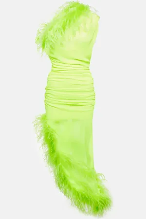 GIUSEPPE DI MORABITO Feather-trimmed midi dress