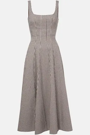 Staud Wells checked midi dress